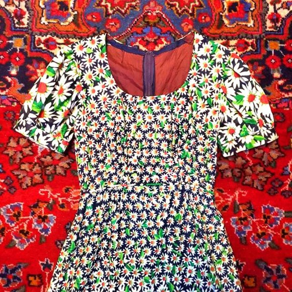 Vintage 70s Daisy Maxi Prairie Peasant Dress - Picture 2 of 6